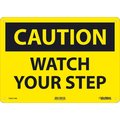 Global Industrial Caution Watch Your Step Sign, 10x14, Aluminum 724211AB